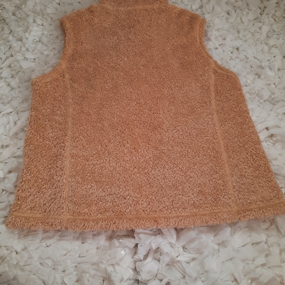 Cabela's Light Camel Teddy Long Vest Mock Neck Zip Up EUC Medium - Picture 11 of 14